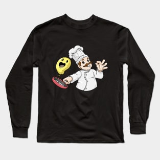 Chef with Chef hat Fried Egg and Pan Long Sleeve T-Shirt